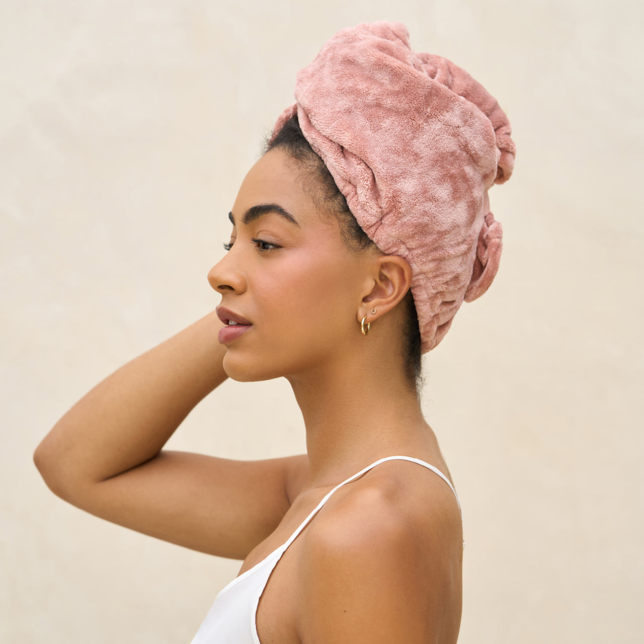 Terracotta Plush Microfiber Hair Towel Turban - Image 2