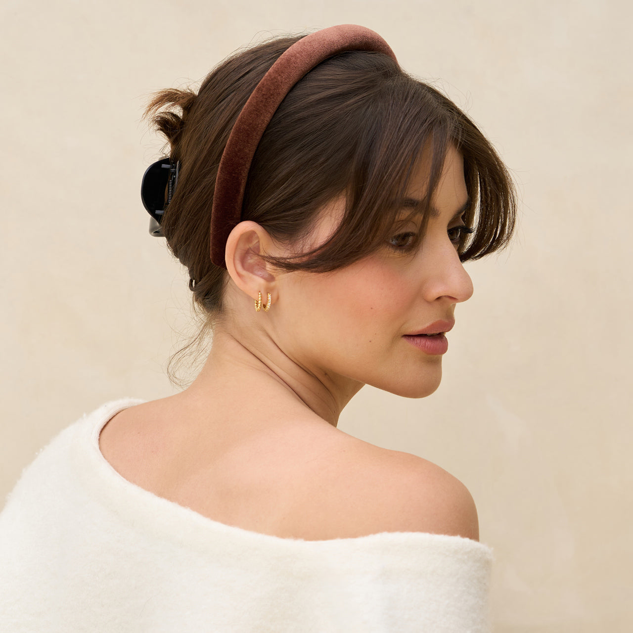 Black & Chocolate Satin & Velvet Headbands - Image 2