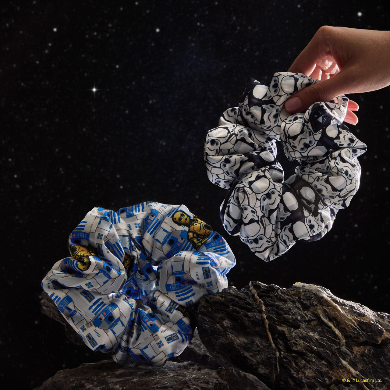 Star Wars™ & Kitsch Pillow Scrunchies® in Satin - R2-D2 & Stormtroopers - Image 5