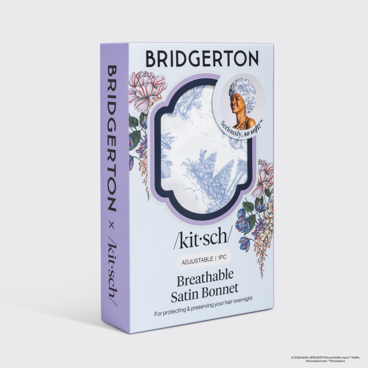 Bridgerton x Kitsch Breathable Satin Bonnet in Garden Toile - Image 5