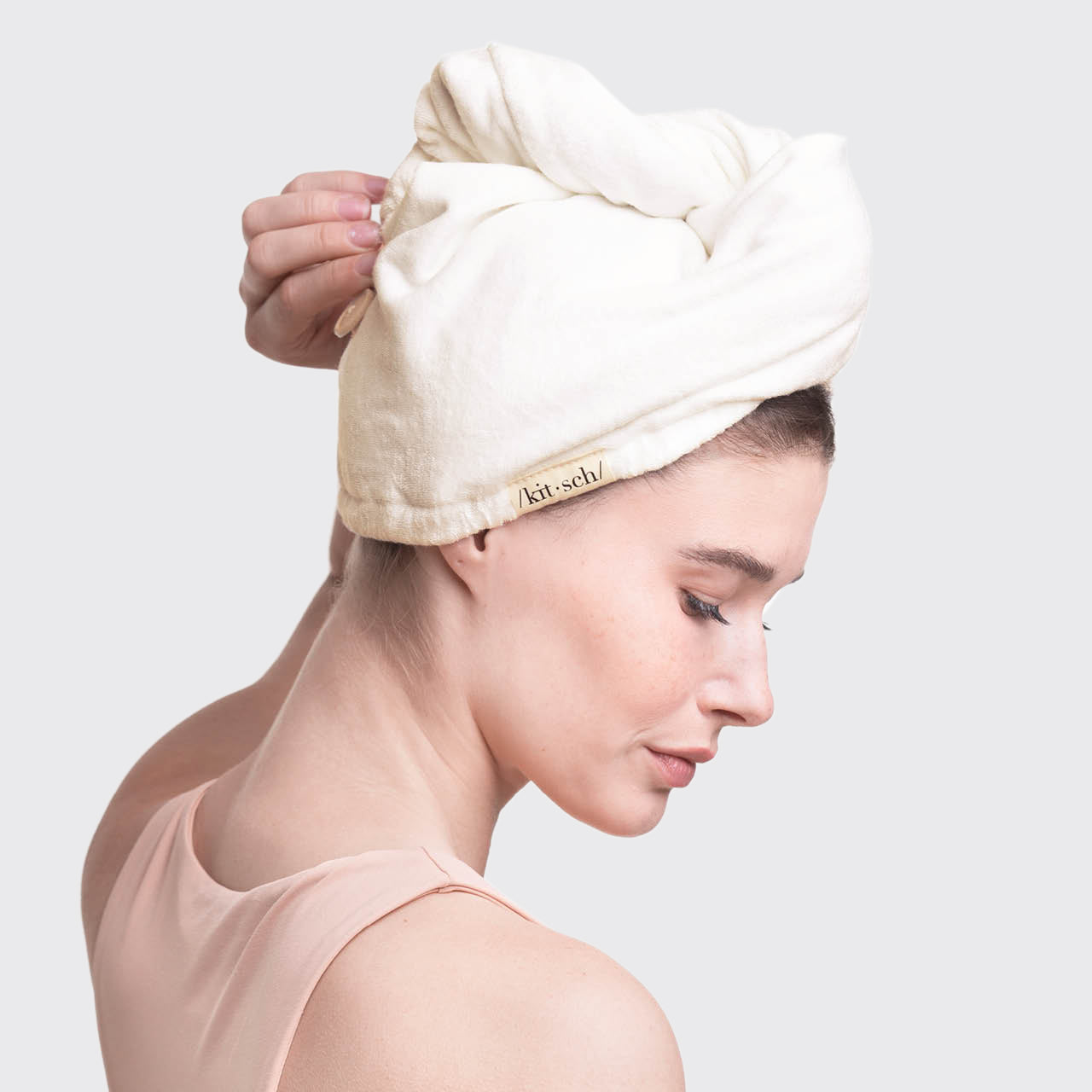 Organic Bamboo Hair Towel - White - Image 2