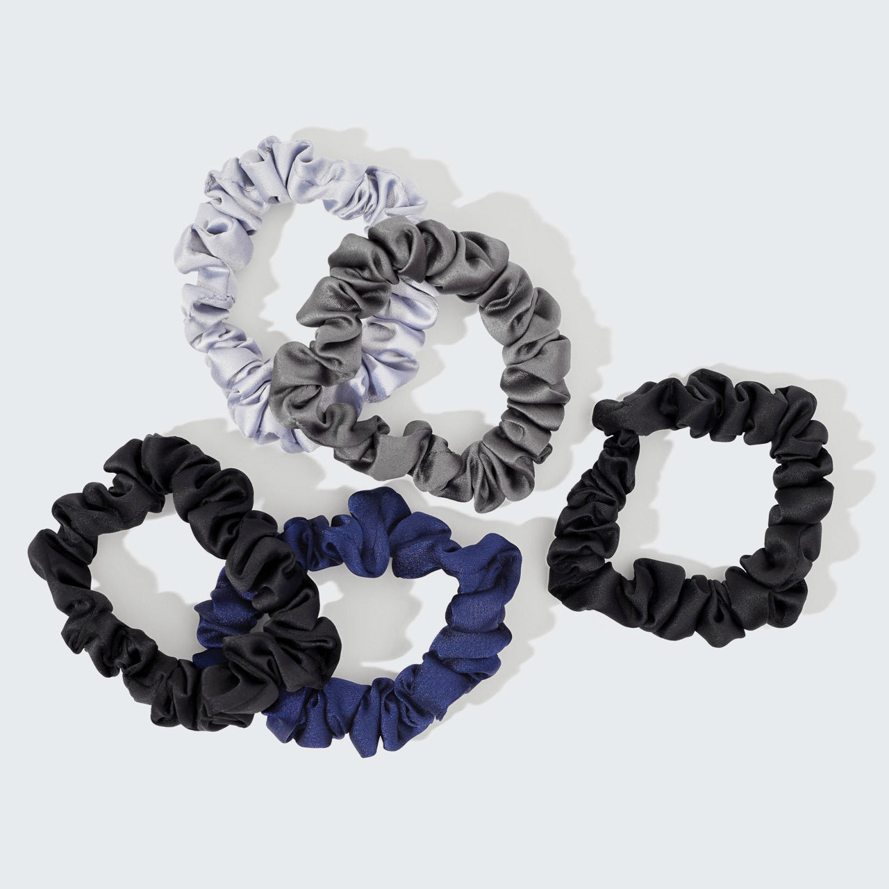 Midnight Satin Petite Scrunchies 5pc Set - Image 4