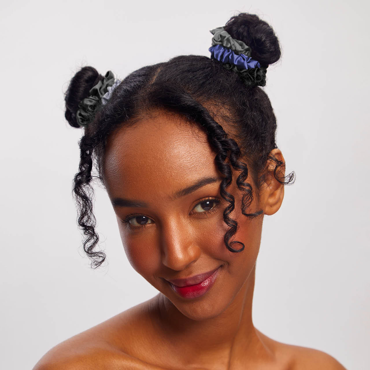 Midnight Satin Petite Scrunchies 5pc Set - Image 2