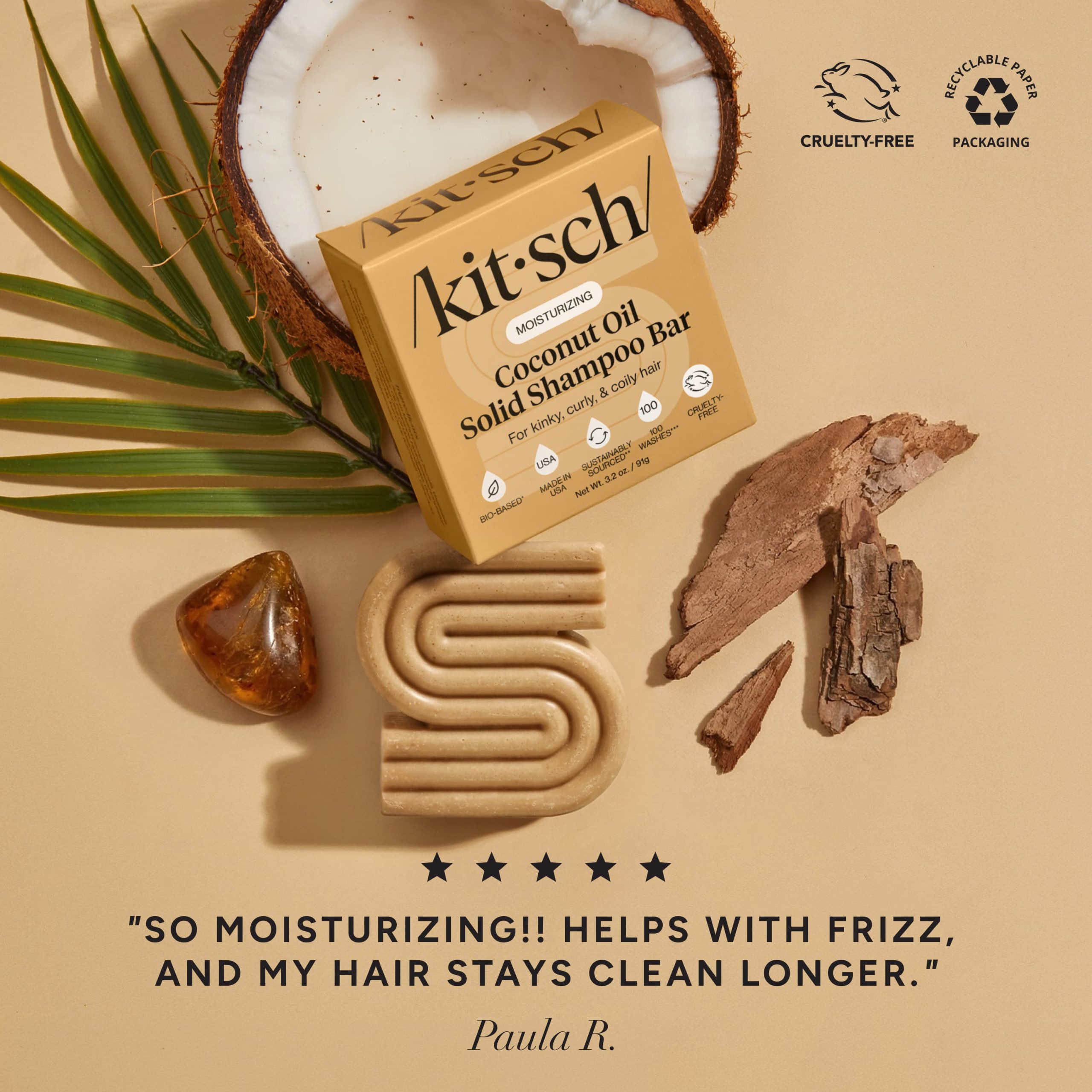 Coconut Oil Shampoo & Conditioner Bar Combo for Dry Damaged Hair - Image 4