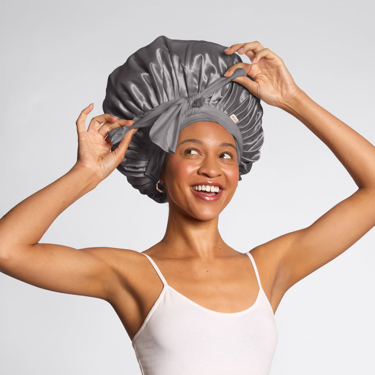 Charcoal Oversized Satin Bonnet - Image 2