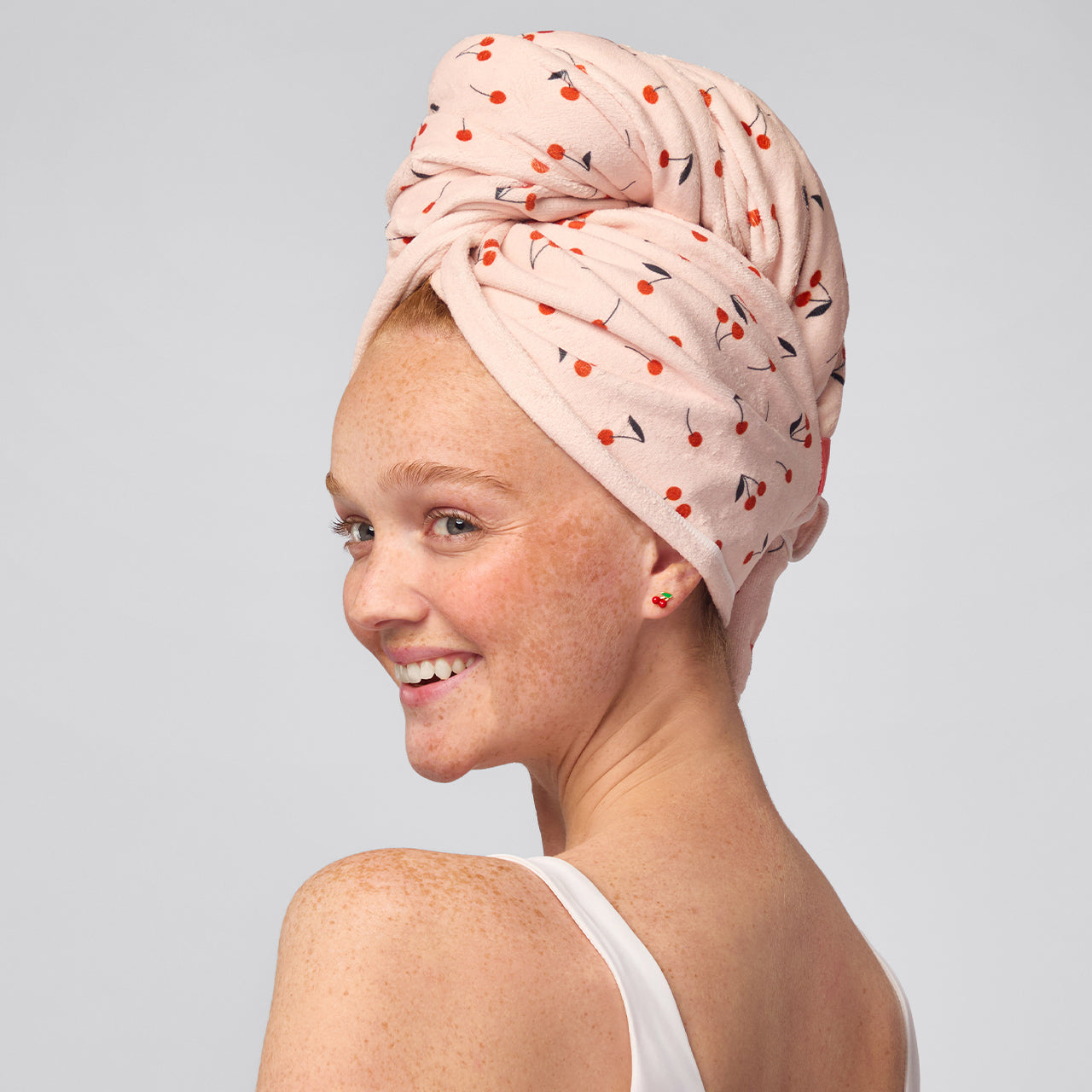 Cherry Print XL Hair Towel Wrap - Image 2
