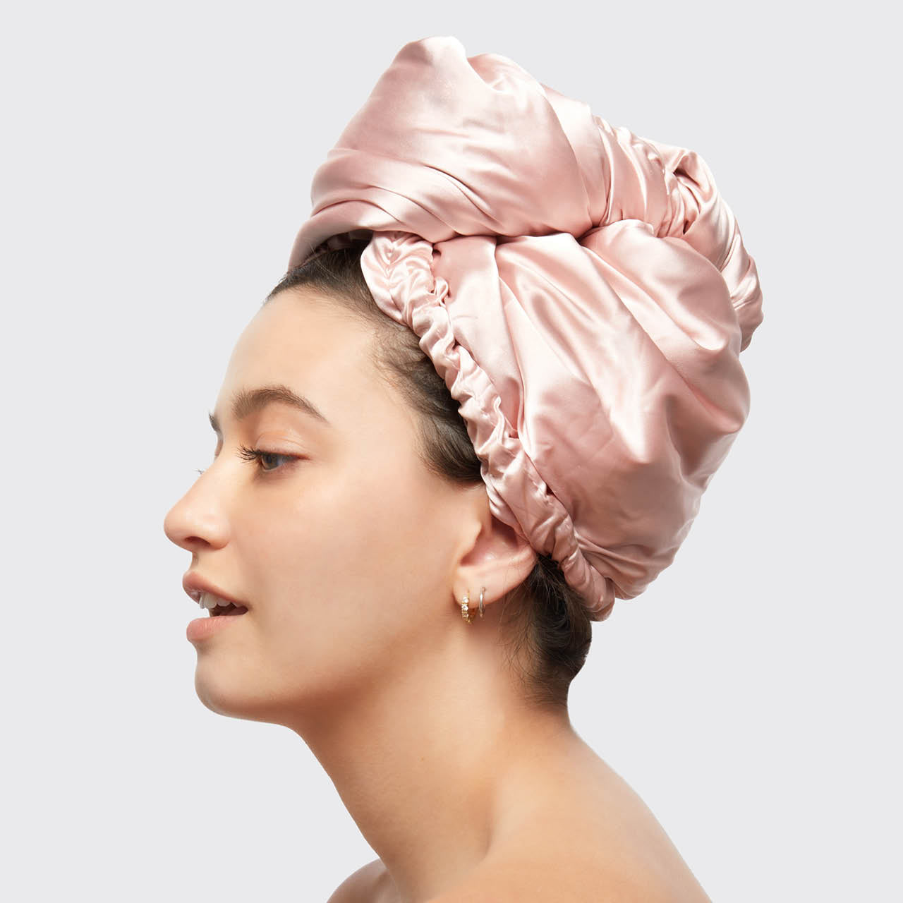 Blush Satin Wrapped Hair Towel - Image 2