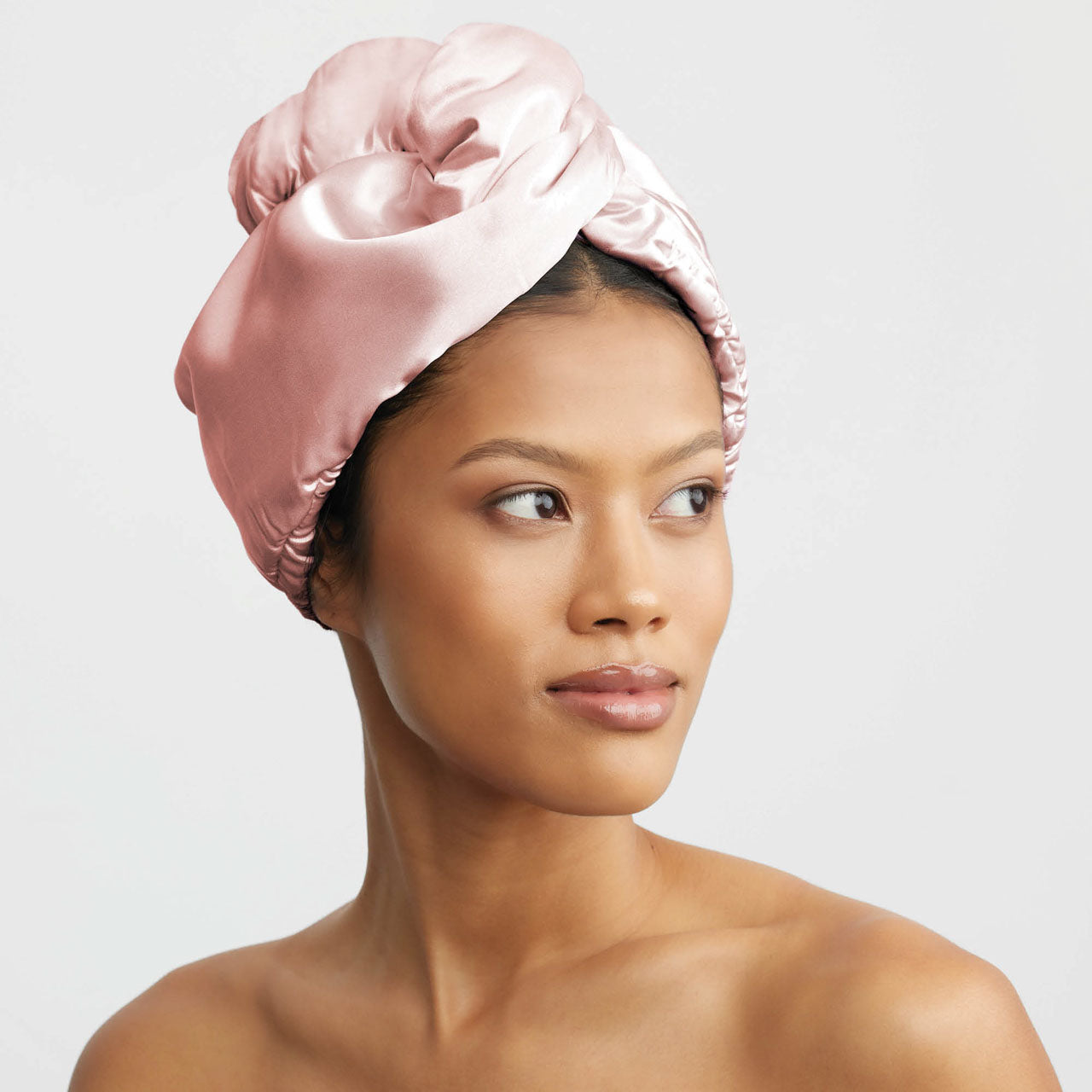Blush Satin Wrapped Hair Towel - Image 3