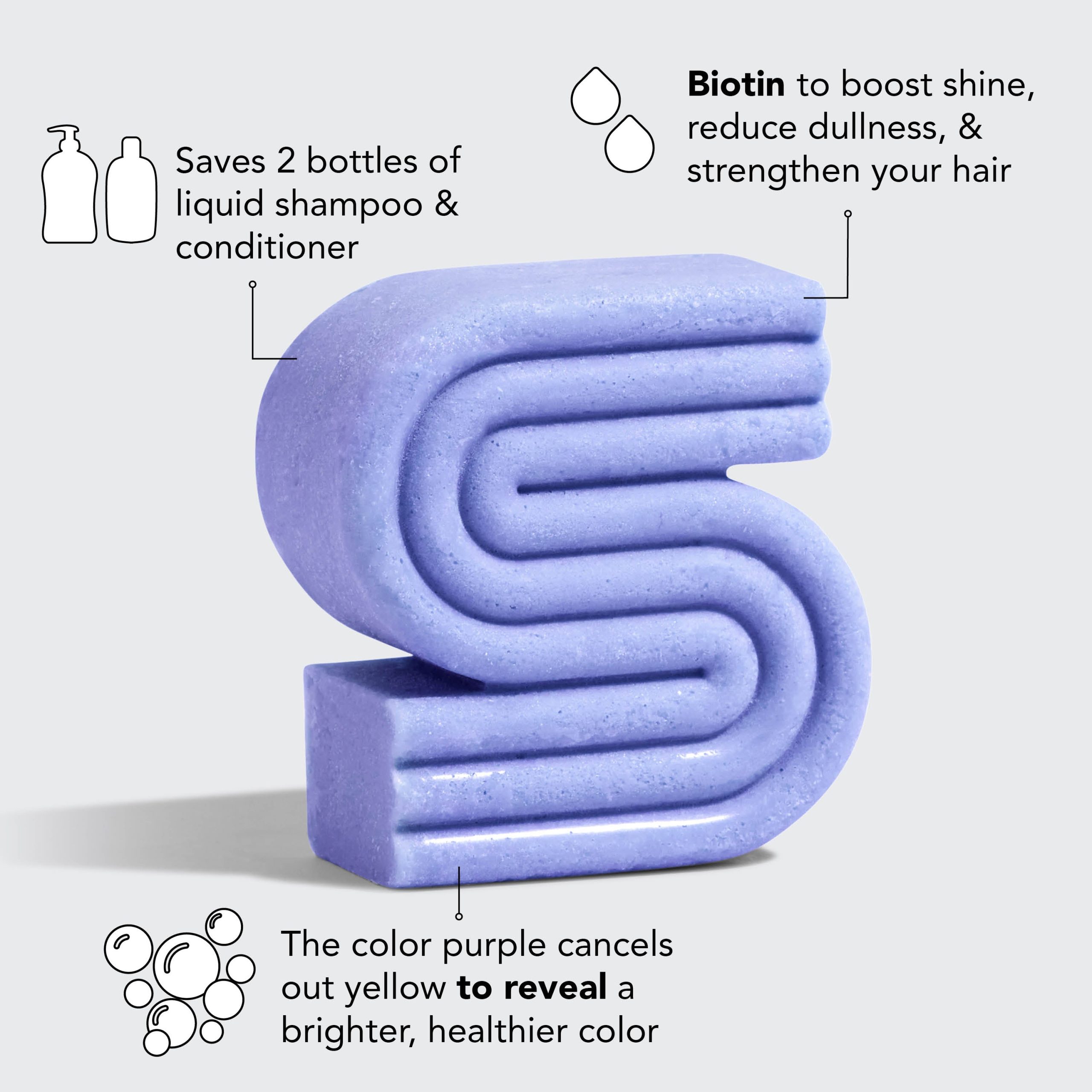 Purple Shampoo & Conditioner Bar with Biotin Caddy Bundle - Image 2