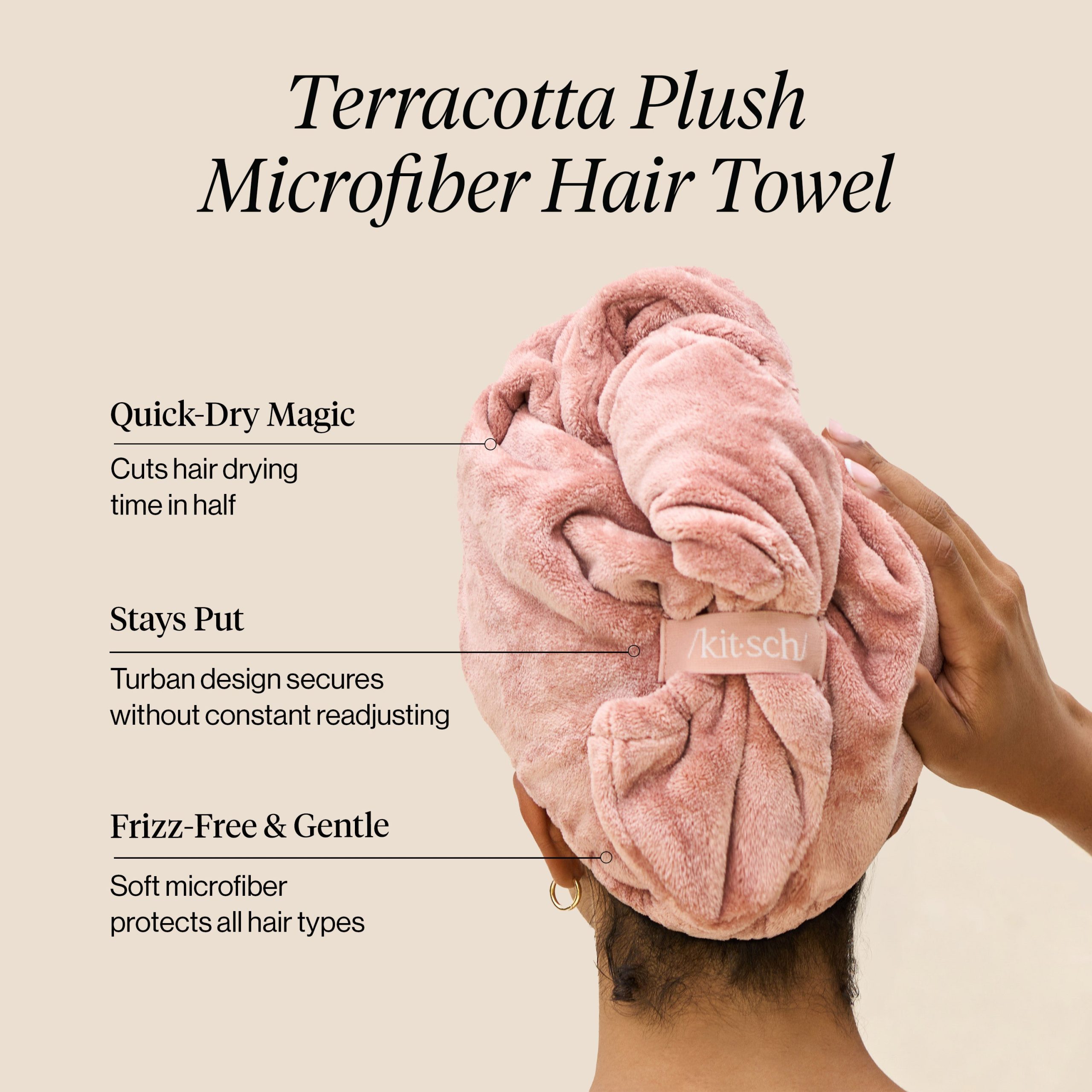 Terracotta Plush Microfiber Hair Towel Turban - Image 3